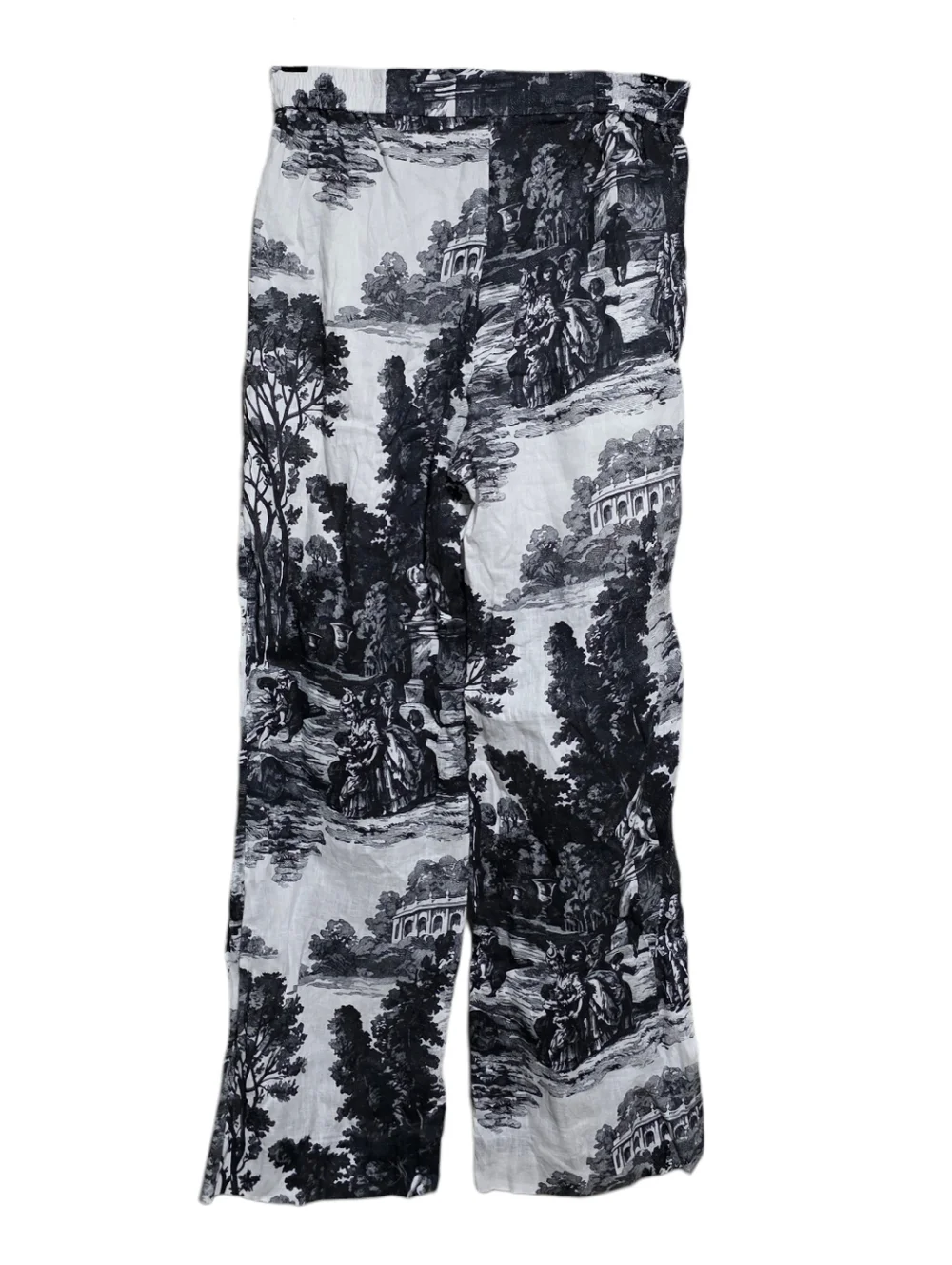 COS French Toile Linen Trousers in Black/White Size 4